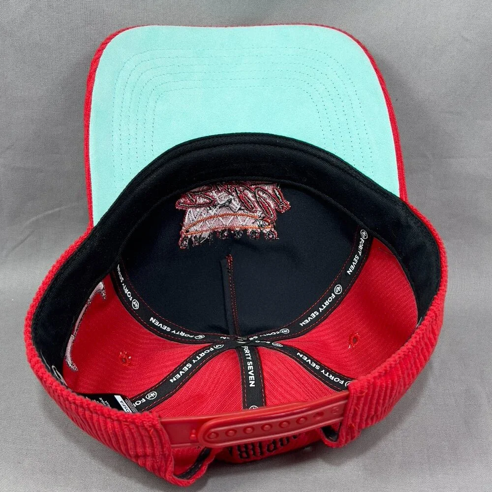 Chicago Bulls NBA Snapback Hat Cap 47 Brand Red Corduroy Golfer Retro Golf Mens - Picture 15 of 16
